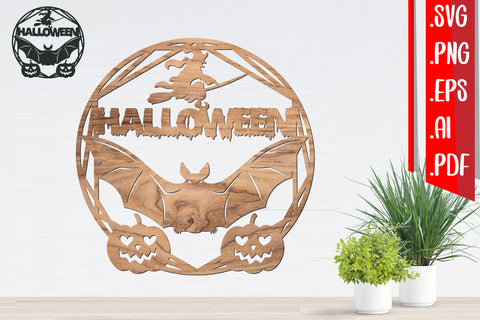 Halloween Wreath Laser Cut - Svg Eps Ai Png Pdf SVG zafrans studio 