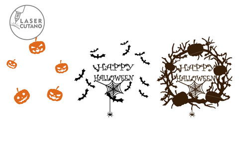 HALLOWEEN Wreath Multilayer Laser Cut Files, Mandala, Round Sign SVG, 3D Designs SVG LaserCutano 