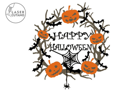 HALLOWEEN Wreath Multilayer Laser Cut Files, Mandala, Round Sign SVG, 3D Designs SVG LaserCutano 