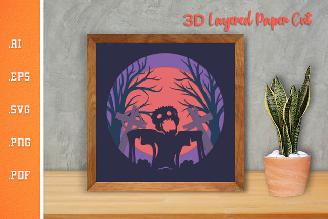 Halloween Zombie - 3D Layered Paper Cut SVG 8 SVG Slim Studio 