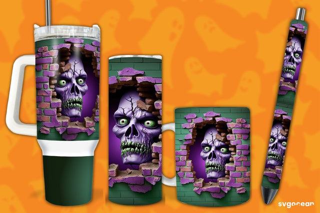 Halloween Zombie Bundle | Tumbler | Mug | Pen Sublimation SvgOcean 