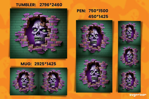Halloween Zombie Bundle | Tumbler | Mug | Pen Sublimation SvgOcean 