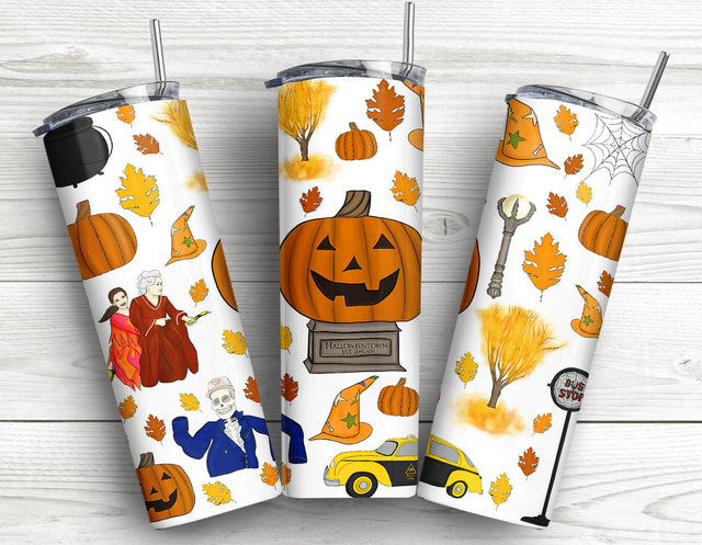 Halloweentown 20 oz Skinny Tumbler Designs, Pumkin Design Png, Halloweentown Spooky Pumpkin House, tumbler PNG Sublimation CaldwellArt 