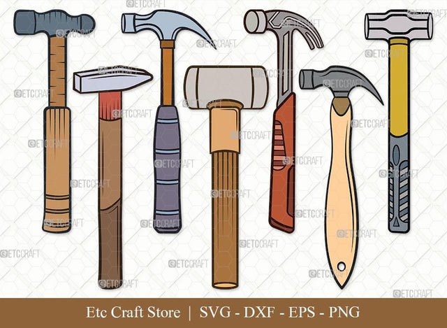 Hammer Clipart SVG Cut File | Claw Hammer Svg | Thor Hammer Svg | Hammer Tool Svg | Hammer Black Svg | Hand Tool Svg | Hammer Svg Bundle SVG ETC Craft 