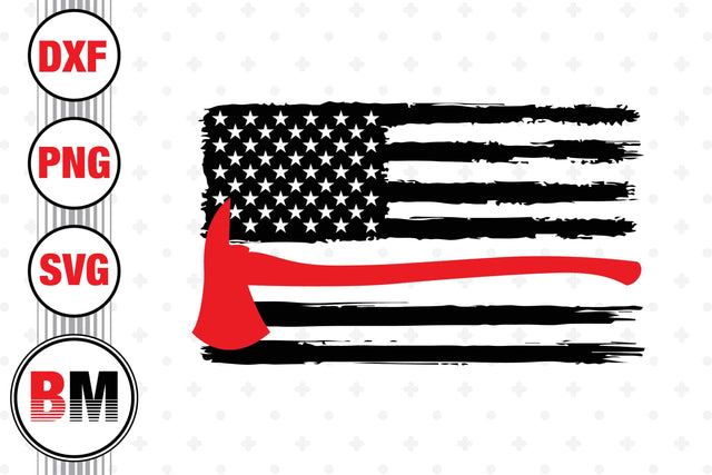 Hammer Firefighter Distressed US Flag SVG, PNG, DXF Files SVG BMDesign 