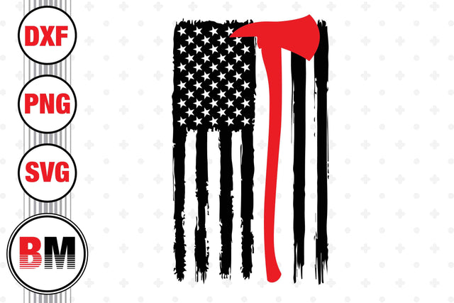 Hammer Firefighter Distressed US Flag SVG, PNG, DXF Files SVG BMDesign 