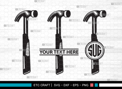 Hammer Monogram SVG | Claw Hammer Svg | Thor Hammer Svg | Hammer Tool Svg | Hammer Black Svg | Hand Tool Svg | Hammer Monogram SVG ETC Craft 