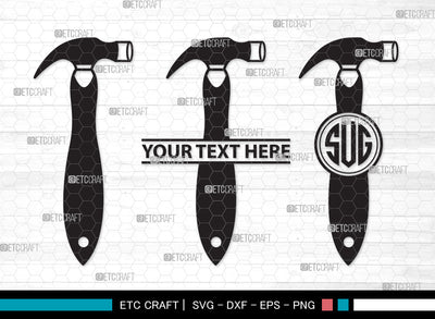 Hammer Monogram SVG | Claw Hammer Svg | Thor Hammer Svg | Hammer Tool Svg | Hammer Black Svg | Hand Tool Svg | Hammer Monogram SVG ETC Craft 