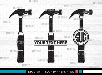 Hammer Monogram SVG | Claw Hammer Svg | Thor Hammer Svg | Hammer Tool Svg | Hammer Black Svg | Hand Tool Svg | Hammer Monogram SVG ETC Craft 