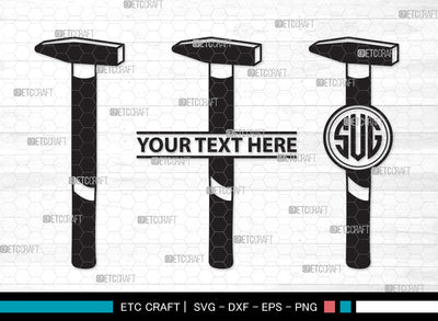 Hammer Monogram SVG | Claw Hammer Svg | Thor Hammer Svg | Hammer Tool Svg | Hammer Black Svg | Hand Tool Svg | Hammer Monogram SVG ETC Craft 