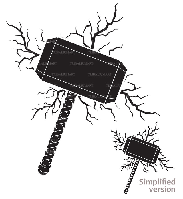 Hammer of Thor and lightning bolts SVG TribaliumArtSF 
