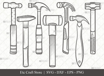 Hammer Outline SVG Cut File | Claw Hammer Svg | Thor Hammer Svg | Hammer Tool Svg | Hammer Black Svg | Hand Tool Svg | Hammer Svg Bundle SVG ETC Craft 