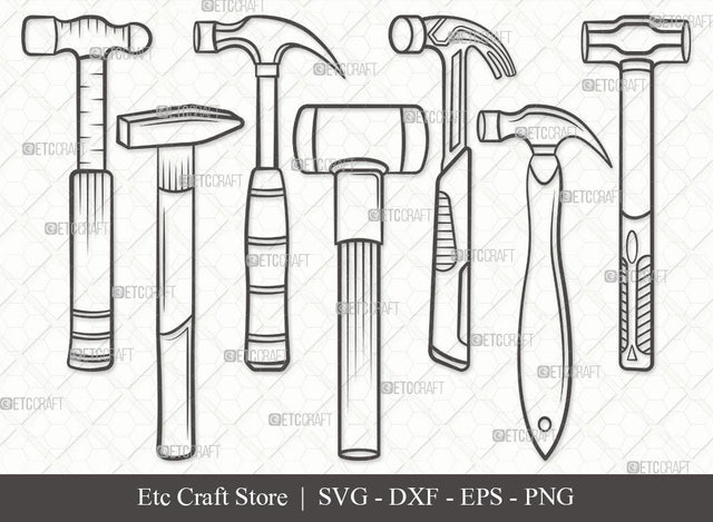 Hammer Outline SVG Cut File | Claw Hammer Svg | Thor Hammer Svg | Hammer Tool Svg | Hammer Black Svg | Hand Tool Svg | Hammer Svg Bundle SVG ETC Craft 