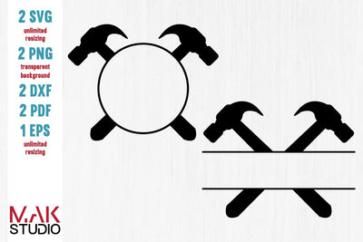 Hammer split monogram svg, Hammer monogram svg, Crossed hammer svg, Hammer monogram cut files, Hammer monogram svg files SVG MAKStudion 