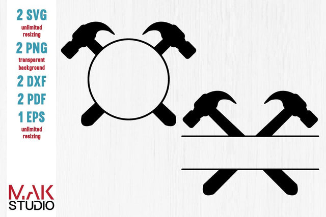 Hammer split monogram svg, Hammer monogram svg, Crossed hammer svg, Hammer monogram cut files, Hammer monogram svg files SVG MAKStudion 