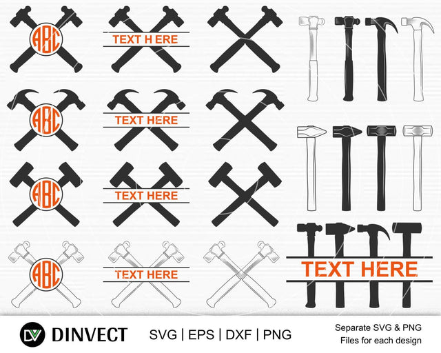 Hammer SVG, Hammer SVG Bundle, Hammer split monogram svg, Hammer monogram, Hammer Cricut, Hammer Silhouettei, Hammer Cut File, Hammer Vector SVG Dinvect 