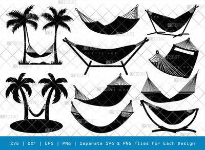 Hammock SVG Cut Files | Hammock Silhouette | Summer Hammock Svg | Palm Tree Svg | Beach Hamak Svg | Relax Hammock Svg | Hammock Bundle SVG ETC Craft 