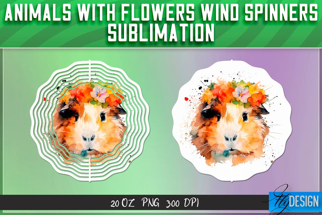 Hamster with flowers Wind Spinners Sublimation Sublimation Fly Design 