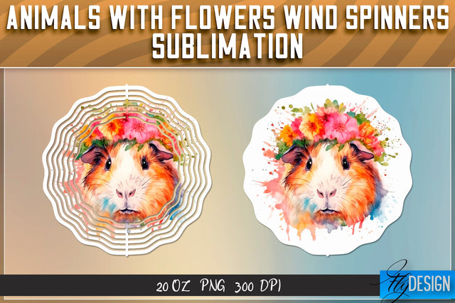 Hamster with flowers Wind Spinners Sublimation Sublimation Fly Design 