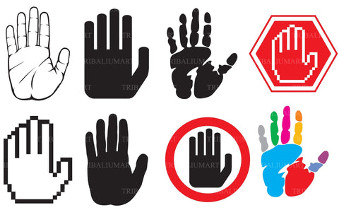 Hand blocking stop signs set SVG TribaliumArtSF 