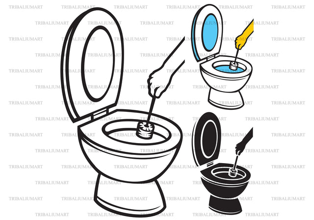 Hand cleaning toilet bowl SVG TribaliumArtSF 