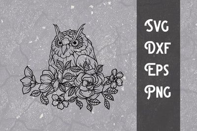 hand drawing flower owl svg cut file, owl svg, flower svg SVG dadan_pm 