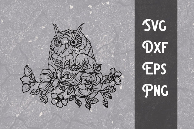 hand drawing flower owl svg cut file, owl svg, flower svg SVG dadan_pm 