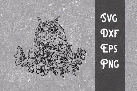 hand drawing flower owl svg cut file, owl svg, flower svg SVG dadan_pm 