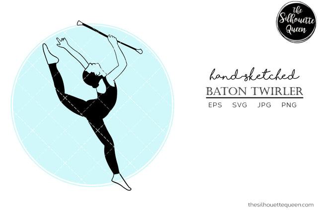 Hand drawn Baton Twirler clipart clip art, logo, cut files for Silhouette Cameo Studio, Cricut Design Space, Svg, Png, Vector Design SVG Loveleen Kaur 