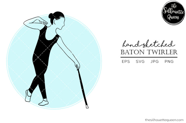 Hand drawn Baton Twirler clipart clip art, logo, cut files for Silhouette Cameo Studio, Cricut Design Space, Svg, Png, Vector Design SVG Loveleen Kaur 