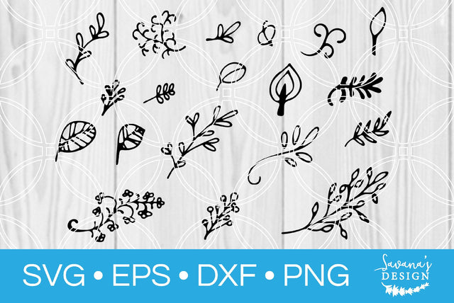 Hand Drawn Branches and Floral Elements SVG SavanasDesign 