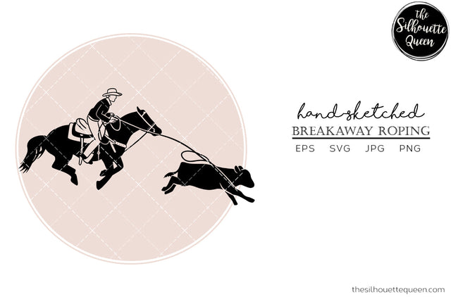 Hand drawn Breakaway Roping clipart clip art, logo, cut files for Silhouette Cameo Studio, Cricut Design Space, Svg, Png, Vector Design SVG Loveleen Kaur 