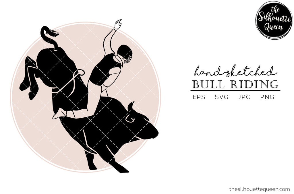 Hand drawn Bull Riding clipart clip art, logo, cut files for Silhouette ...