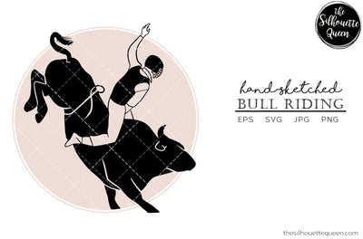 Hand drawn Bull Riding clipart clip art, logo, cut files for Silhouette Cameo Studio, Cricut Design Space, Svg, Png, Vector Design SVG Loveleen Kaur 