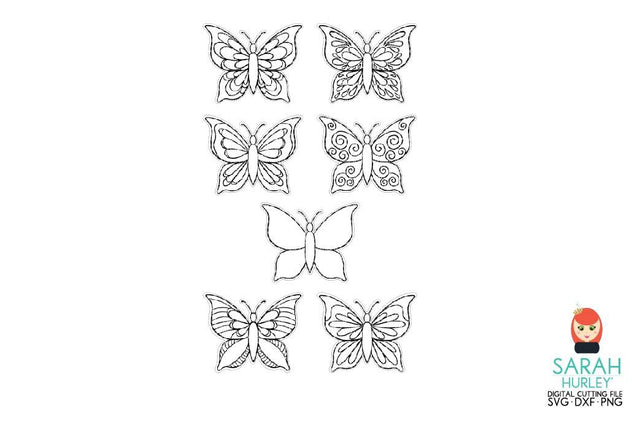 Hand Drawn Butterfly Print And Cut Stamp Set SVG Sarah Hurley 