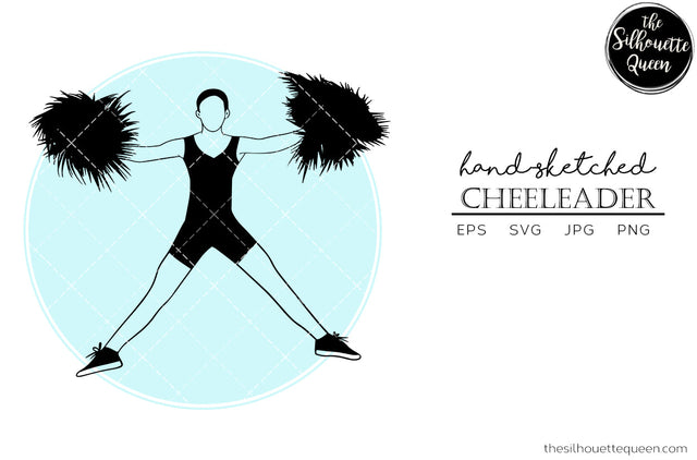 Hand drawn Cheeleader clipart clip art, logo, cut files for Silhouette Cameo Studio, Cricut Design Space, Svg, Png, Vector Design SVG Loveleen Kaur 