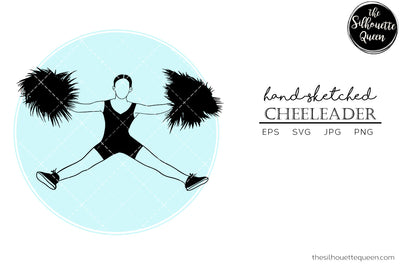 Hand drawn Cheeleader clipart clip art, logo, cut files for Silhouette Cameo Studio, Cricut Design Space, Svg, Png, Vector Design SVG Loveleen Kaur 