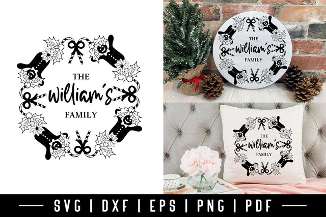 Hand Drawn Christmas Family Wreath SVG SVG CraftLabSVG 