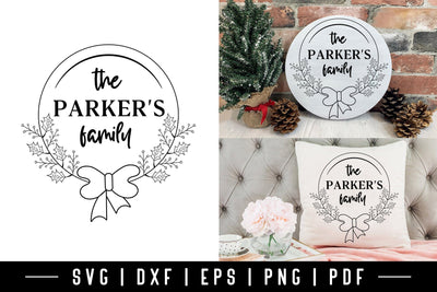 Hand Drawn Christmas Family Wreath SVG SVG CraftLabSVG 