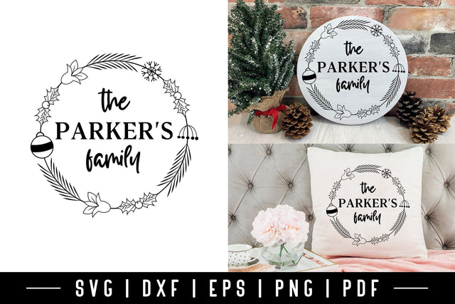 Hand Drawn Christmas Family Wreath SVG SVG CraftLabSVG 