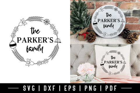 Hand Drawn Christmas Family Wreath SVG SVG CraftLabSVG 