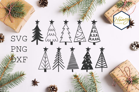 Hand Drawn Christmas Tree SVG PNG DXF Doodle SVG The Honey Company 