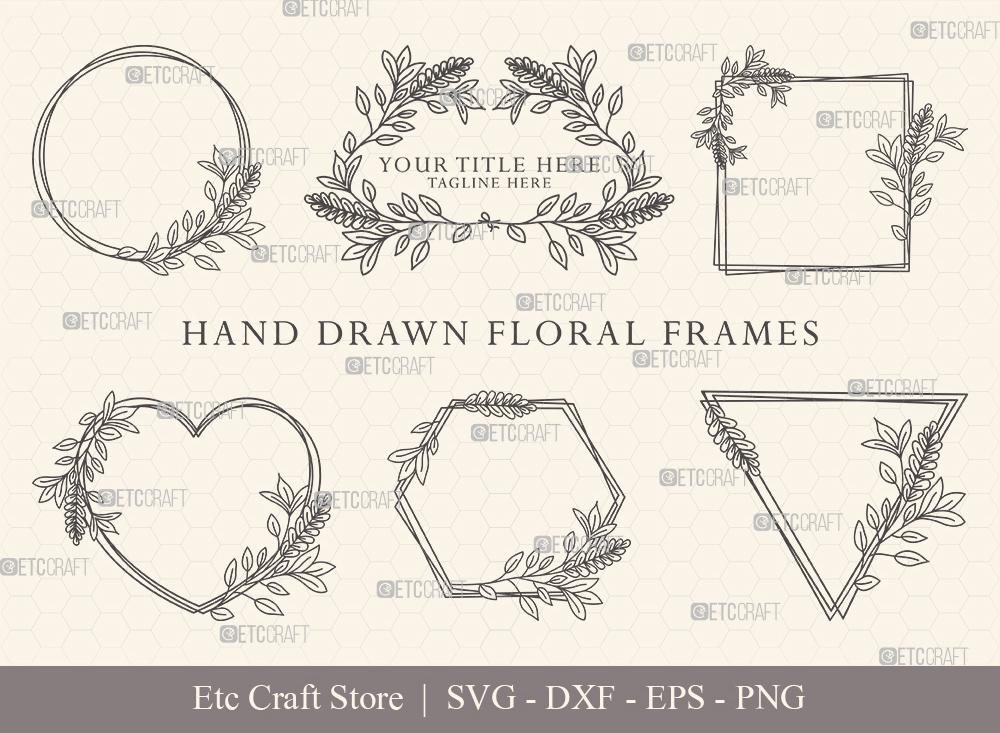 Circle Floral Frame SVG Cut File  Monogram Svg - ETC Craft Marketplace