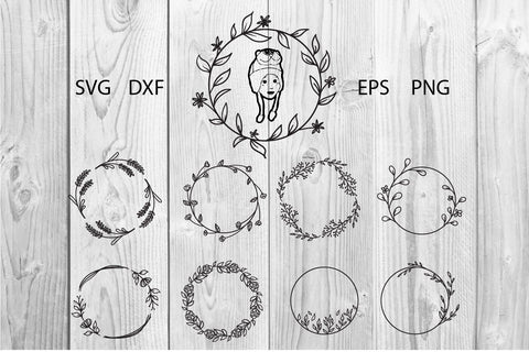 hand drawn circle floral frame SVG dadan_pm 