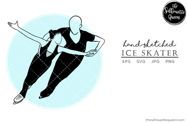 Hand drawn Couple Ice Skater clipart clip art, logo, cut files for Silhouette Cameo Studio, Cricut Design Space, Svg, Png, Vector Design SVG Loveleen Kaur 