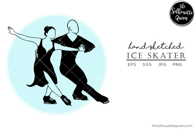 Hand drawn Couple Ice Skater clipart clip art, logo, cut files for Silhouette Cameo Studio, Cricut Design Space, Svg, Png, Vector Design SVG Loveleen Kaur 