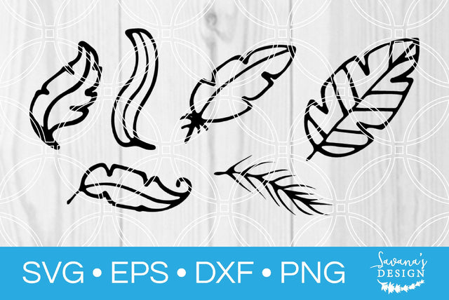 Hand Drawn Feather Bundle SVG SavanasDesign 