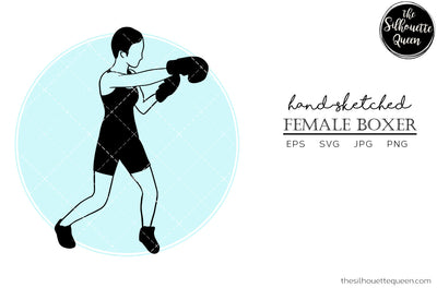 Hand drawn Female Boxer clipart clip art, logo, cut files for Silhouette Cameo Studio, Cricut Design Space, Svg, Png, Vector Design SVG Loveleen Kaur 