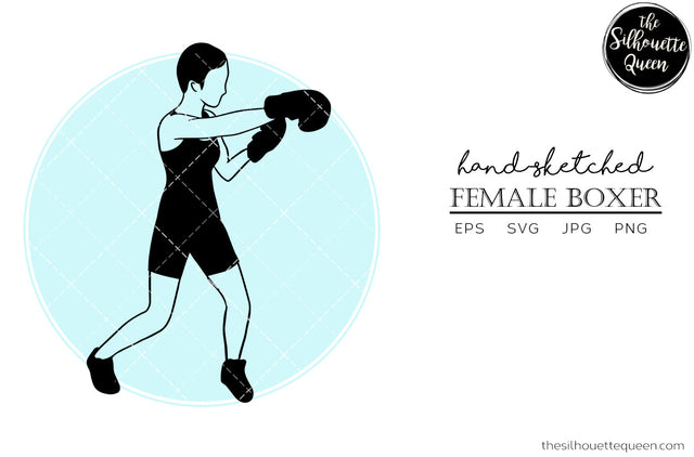 Hand drawn Female Boxer clipart clip art, logo, cut files for Silhouette Cameo Studio, Cricut Design Space, Svg, Png, Vector Design SVG Loveleen Kaur 