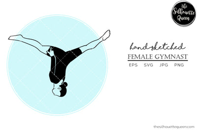 Hand drawn Female Gymnast clipart clip art, logo, cut files for Silhouette Cameo Studio, Cricut Design Space, Svg, Png, Vector Design SVG Loveleen Kaur 
